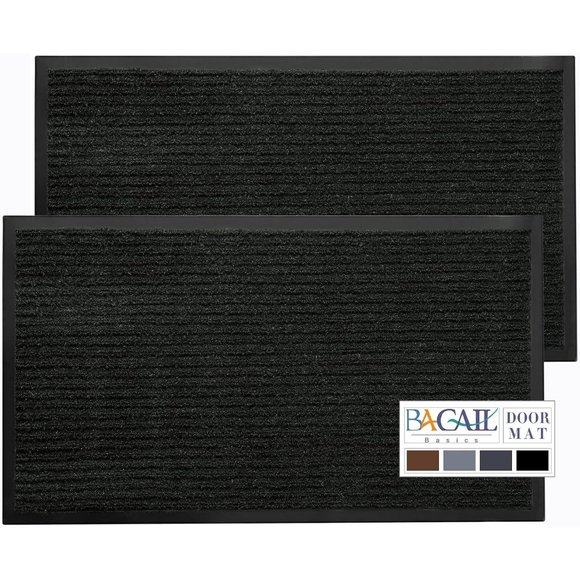 30'' x 17'' Black 2 Front Porch Non-Slip Dirt-Resistant Easy Clean Doormats - Picture 1 of 7